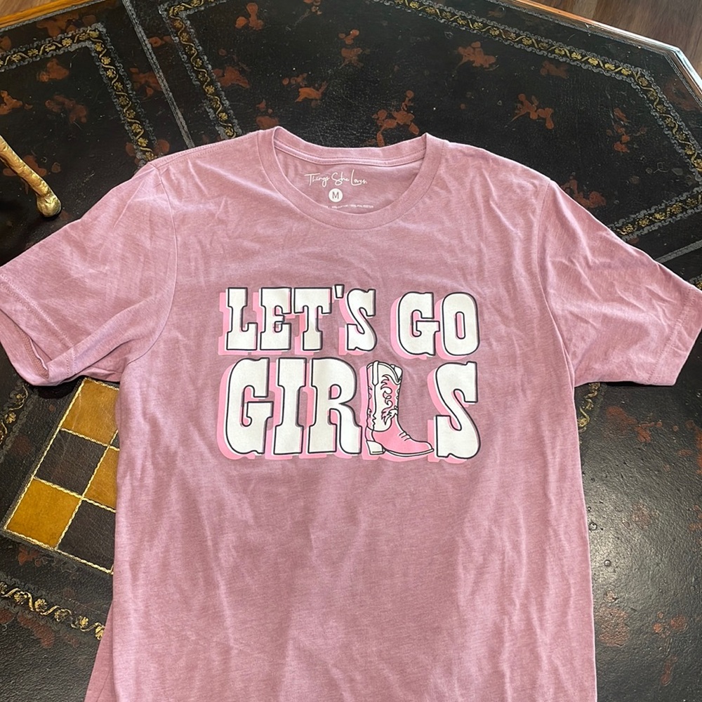 Let’s Go Girls! T-Shirt Things She Loves by Jadelynn Brooke. medium new with tag
